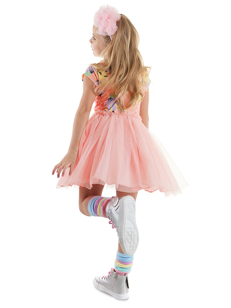 Denokids Leo&Flowers Girl Pink Tulle Dress - Image 2